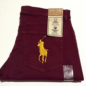 Polo Ralph Lauren Women's Tompkins Skinny High Rise Ankle Burgundy Jeans Size 32